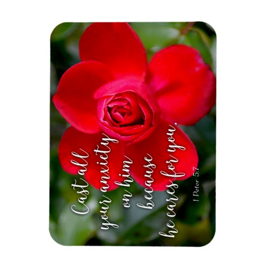 バラすべての不安をキリスト教の聖書の聖句をキャスト マグネット (縦)