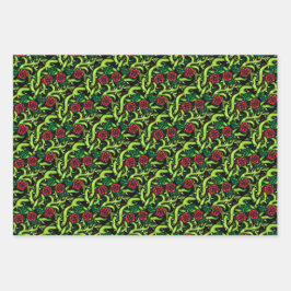 バラつる植物ゴシッククリスマス ラッピングペーパーシート