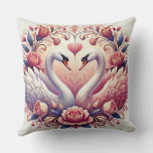 バラで囲エレガントまれた白鳥ペア クッション (裏面)
