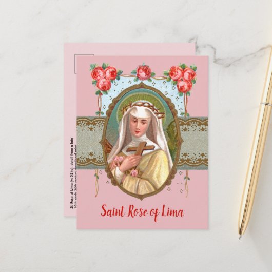 バラで覆われた聖バラのポートレート(M 024a) ポストカード (正面/裏面インサイチュ)