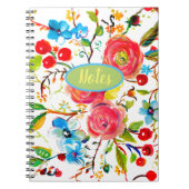 バラとさくらんぼの花のカスタマイズ ノートブック (正面)