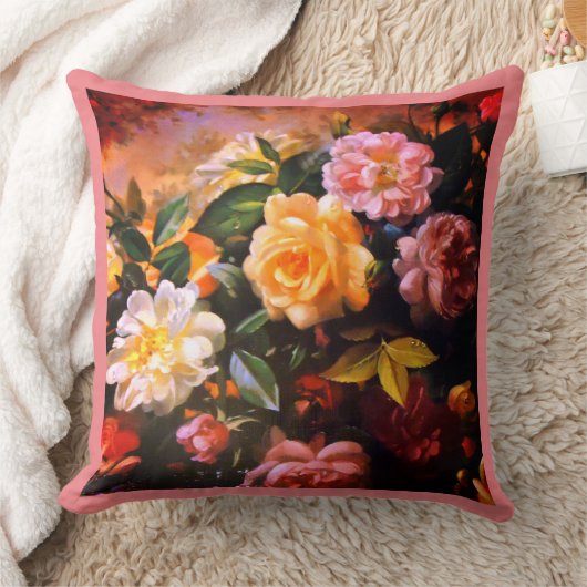バラとその他のフローラ クッション (ブランケット)