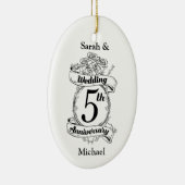 バラとつる植物ロマンティック5結婚周年 セラミックオーナメント (右)