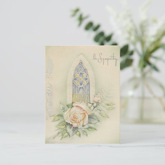 バラとの悔やみや弔慰のヴィンテージ ポストカード (スタンド正面)