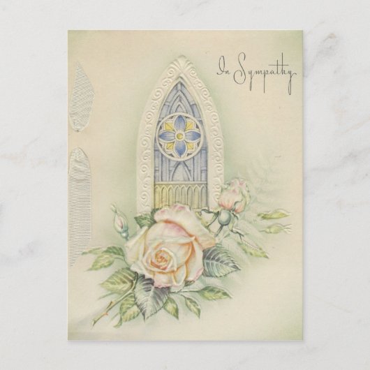 バラとの悔やみや弔慰のヴィンテージ ポストカード (正面)