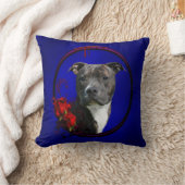 バラとのBrindleピットブル クッション (ブランケット)