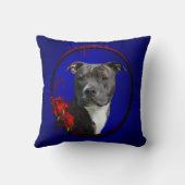 バラとのBrindleピットブル クッション (裏面)