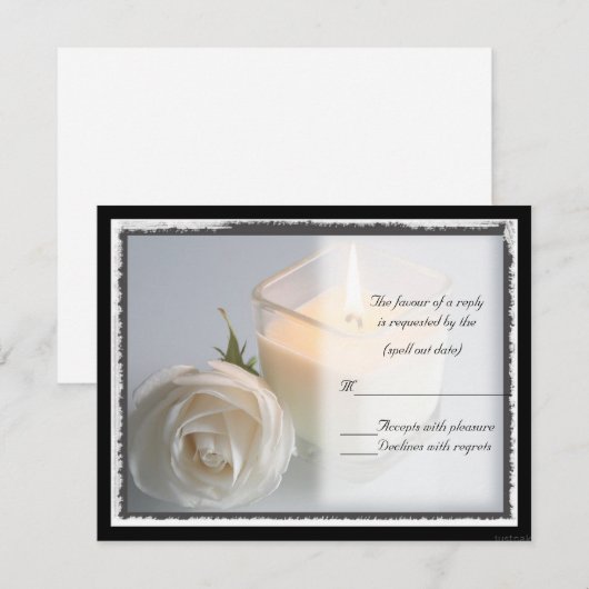 バラとろうそくのrsvp 出欠カード (正面/裏面)