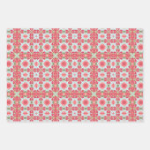 バラとアクアパッチワークデザインギフトラップセット ラッピングペーパーシート (正面3)