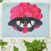 バラとアゲハチョウ キッチンタオル (折り畳み)