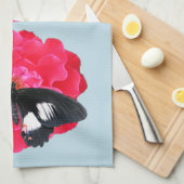 バラとアゲハチョウ キッチンタオル (四つ折り)