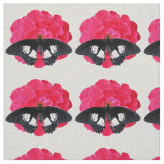 バラとアゲハチョウ ファブリック