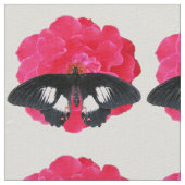 バラとアゲハチョウ ファブリック (クローズアップ)