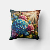 「バラとアジサイと十字架 – スピリチュアルアート」 クッション (裏面)