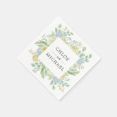 バラとアジサイフローラカスタムウェディング スタンダードカクテルナプキン (角)