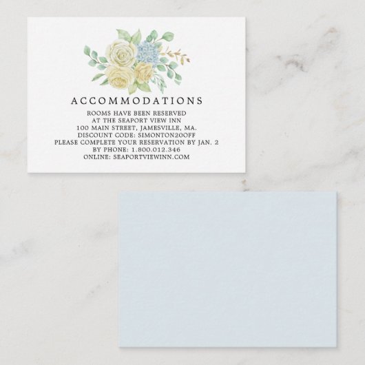 バラとアジサイフローラ結婚ズアコモデーション エンクロージャーカード (正面/裏面)