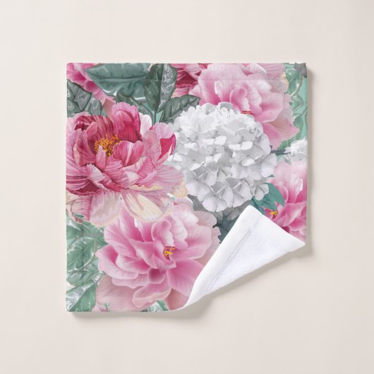 バラとアジサイ ウォッシュタオル (ウォッシュタオル)