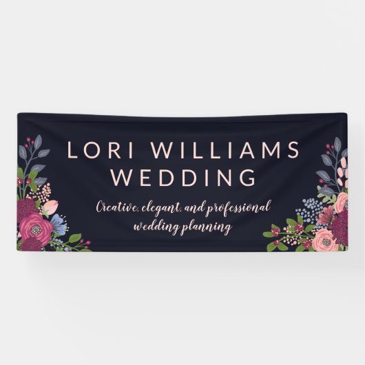 バラとアジサイ – ビジネス名 横断幕 (横)