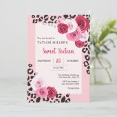 バラとアニマルプリントSweet sixteen誕生日 招待状 (スタンド正面)