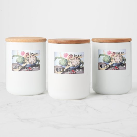 バラとイチゴの保存付きアーティチョークプレート フードラベル (ボトル)