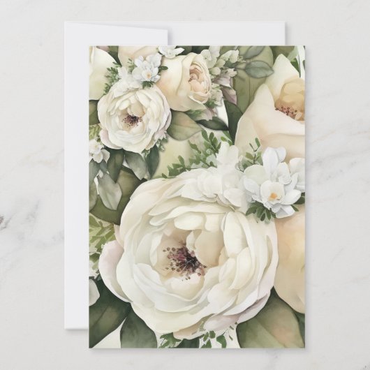 バラとエレガントダークブルゴーニュのウェディングレセプション 招待状 (裏面)