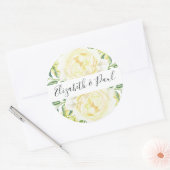 バラとオリーブ結婚のステッカー ラウンドシール (封筒)