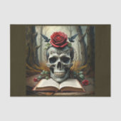 バラとカラスの呪われた本の死スカル- 薄葉紙 (正面)