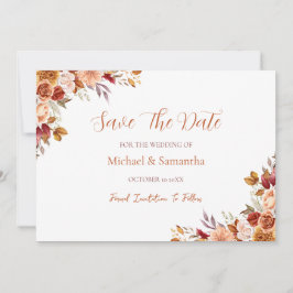 バラとキクのレトロな秋の結婚式 セーブザデート