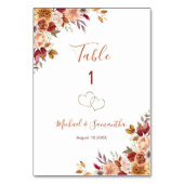 バラとキクのレトロな秋の結婚式 テーブルナンバー (裏面)