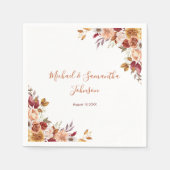 バラとキクのレトロモダンな秋の結婚式 スタンダードカクテルナプキン (正面)
