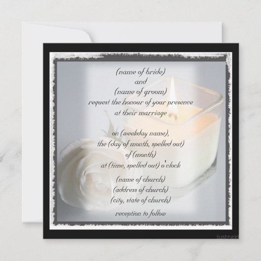 バラとキャンドルの招待 招待状 (正面)