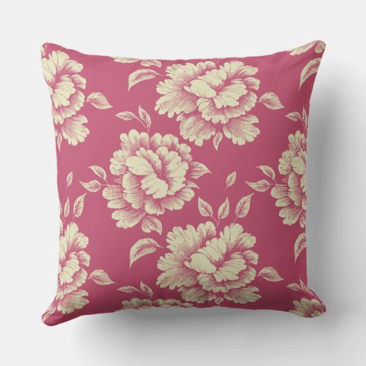 バラとクリーム牡丹トワールフランスのカントリーデコール クッション (裏面)