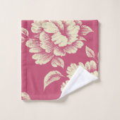 バラとクリーム牡丹トワールフランスのカントリーデコール バスタオルセット (ウォッシュタオル)