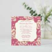 バラとクリーム牡丹トワールフランスのカントリーデコール 招待状 (スタンド正面)