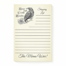 バラとクロウウッズのポストイットノート