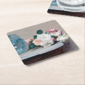 バラとグラスジュグ、アンリファンタン – ラトゥール スクエアペーパーコースター (アングル)