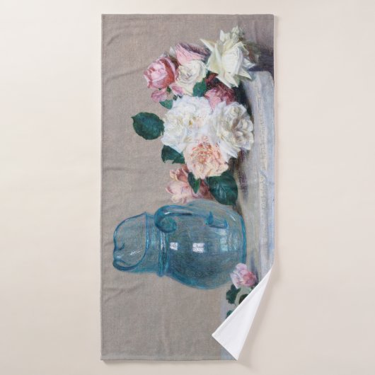 バラとグラスジュグ、アンリファンタン – ラトゥール バスタオル (バスタオル)