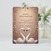 💍バラとゴールドの白鳥の結婚式詳細情報カード🌸 エンクロージャーカード (スタンド正面)