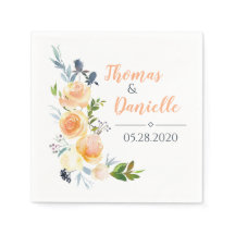 バラとシスルウェディングレセプションネイビーとオレンジ