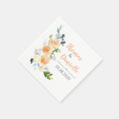 バラとシスルウェディングレセプションネイビーとオレンジ スタンダードカクテルナプキン (角)