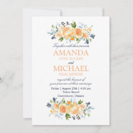 バラとシスル水の色のフローラ 招待状