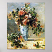 バラとジャスミンのデルフト花瓶ルノアールファインアート ポスター (正面)