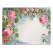 バラとジャスミンの花の美しさ モノグラム ノートパッド (正面)