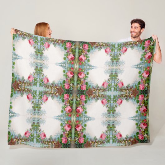 バラとジャスミンヴィンテージフローラ フリースブランケット (インサイチュ)