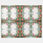 バラとジャスミンヴィンテージフローラ フリースブランケット (正面(横))