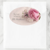 バラとジャスミン蔵書票 楕円形シール (バッグ)