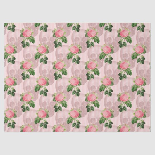 バラとスカルオンピンクデコパージュ 薄葉紙 (正面)