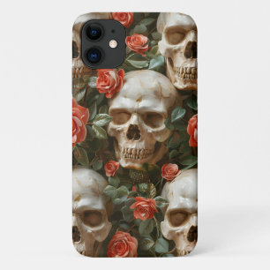 バラとスカルデザイン iPhone 11 ケース