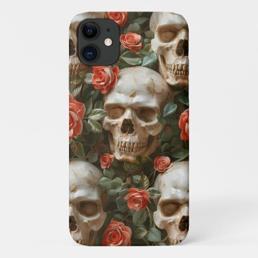 バラとスカルデザイン Case-Mate iPhoneケース (裏面)