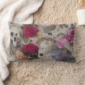バラとスカル ランバークッション (ブランケット)